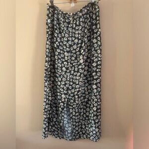 Free People Floral Black and White Midi Skirt